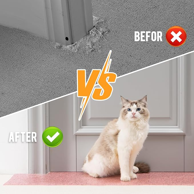 Uross Carpet Protector for Pets - Purple Cat Carpet Protector for Doorway, Anti Scratch Under Door Cat Protector Mat, Easy to Cut Plastic Scratch Stopper Guard Carpet 3.6FT - Image 2