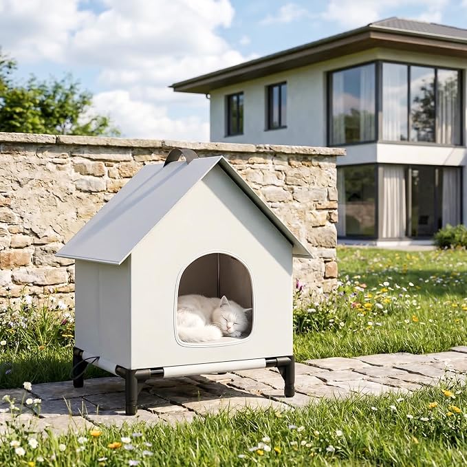Cooling Cat House with Ice Packs for Outside&Indoor,Insulated and Weatherproof,Selfwarming Cat Shelter,Large Cave Bed for Garden (L, Cold) - Image 7