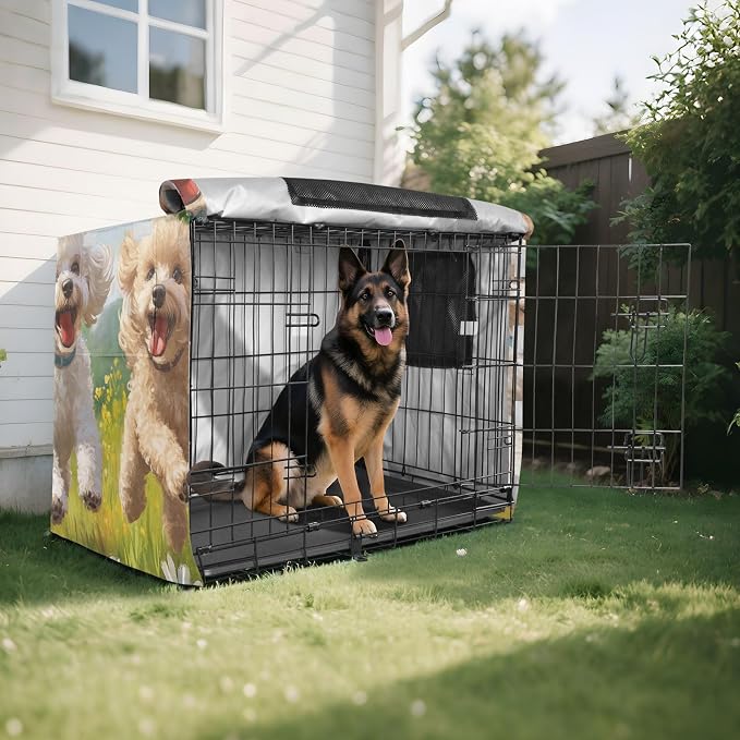 Dog Crate Cover Kennel Cover for Dog Cages Breathable for Wire Cage Indoor Outdoor Poodle Dogs Spring Daisy - Image 8
