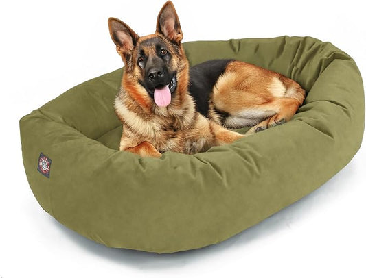 Majestic Pet 52 Inch Suede Calming Dog Bed Washable – Cozy Soft Round Dog Bed w/Spine Support for Dogs to Rest Head - Fluffy Donut Dog Bed 52x35x11 (Inch) - Round Pet Bed X- Large – Sage (2025) by MajesticPet