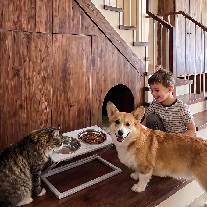 Elevated Dog Bowl, Adjustable Height and Tilt Angle Dog Bowl Stand | Precisely Adjust Height And Tilt Angle, Easy To Clean, Equipped With 2 Stainless Steel Food Bowls, Sturdy And Durable. - Image 7