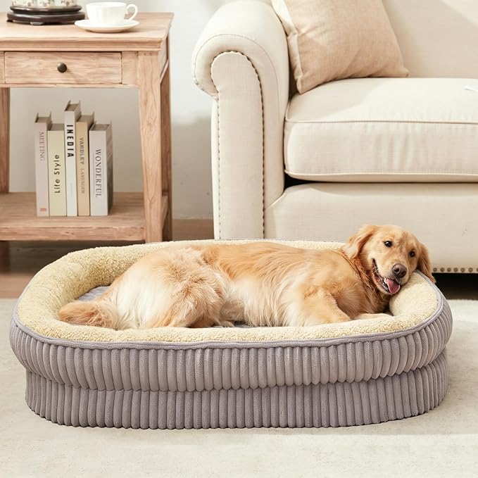 Orthopedic Dog Bed for Large Dogs Breeds, High Density Egg Crate Foam Dog Sofa Beds,Oval Kennel Bed, Pet Couch Bed with Four Sided Bolster, Removable Washable Cover& Non-Slip Bottom - Image 8