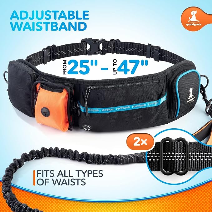 SparklyPets Active Waist Leash for Dog Walking Pack – Hands Free Dog Leash for Medium & Large Breeds – Complete Gear with Phone Holder, Detachable Poop Bag, Treat Pouch, and Bottle Holder - Image 6