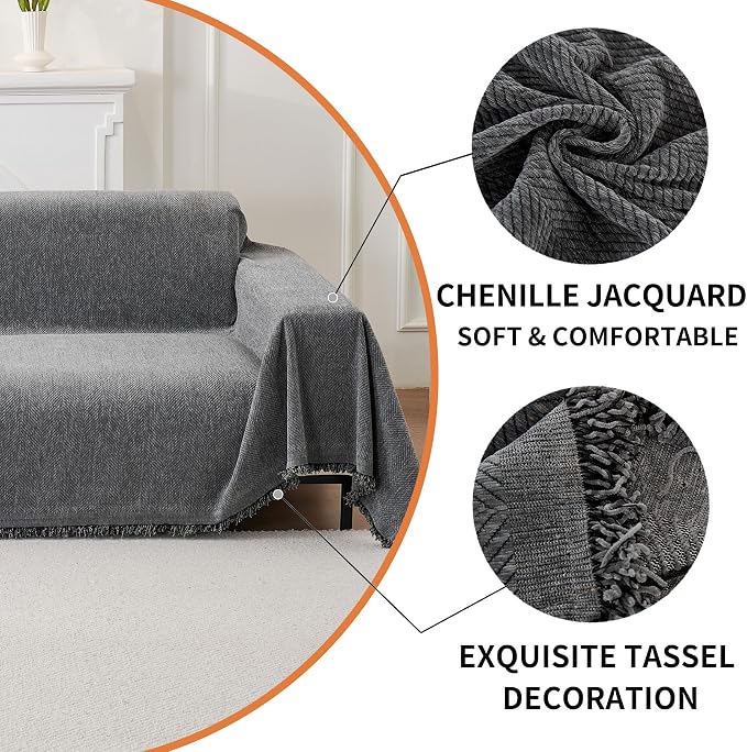 HAOMAIJIA Sectional Couch Covers L Shape 2 Pieces Washable L Shaped Couch Covers for Sectional Sofa Non Slip Couch Cover Blanket for Dogs Pet Friendly Furniture Protector (Grey, 71"x118" + 91"x134") - Image 6