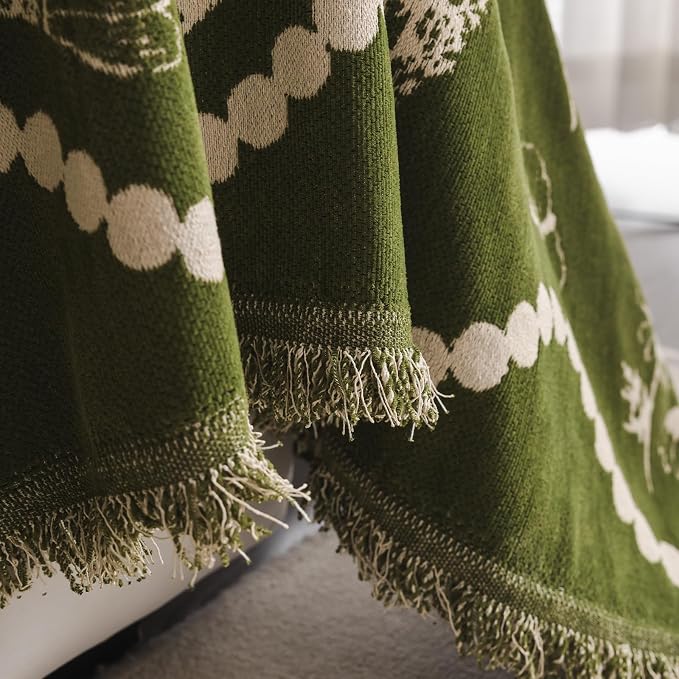 DREAMINGO Green Floral Couch Cover Farmhouse Botanical Jacquard Sofa Covers for 3 Cushion Couch Cozy Chenille Living Room Furniture Futon Sectional Sofa Slipcovers Washable, X-Large 71"x134" - Image 5