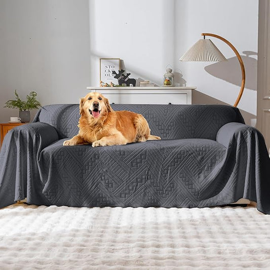 Waterproof Couch Cover, Reversible, Pet-Friendly, Washable and Anti-Slip Couch Covers for Sofa Protection with 3 Cushions, Sofa Slipcovers for Dogs and Cats (71×118in/Dark Grey) by YUEANG