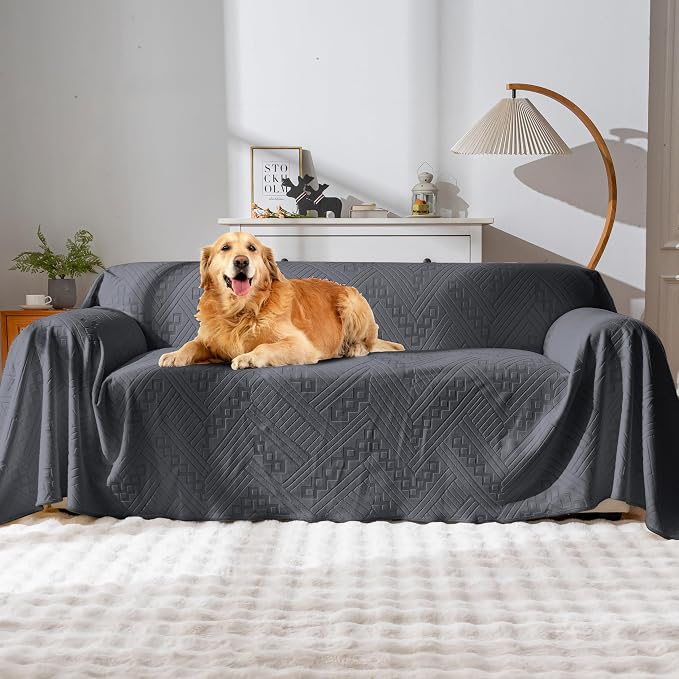Waterproof Couch Cover, Reversible, Pet-Friendly, Washable and Anti-Slip Sofa Covers for Sofa Protection with 2 Cushions, Ideal Sofa Slipcovers for Dogs and Cats (71×102in/Dark Grey) by YUEANG