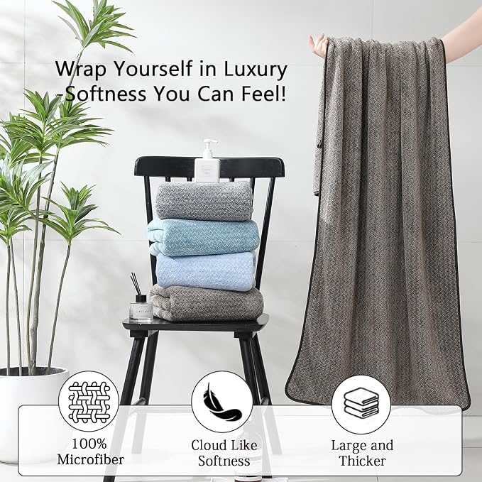 Ycosy 18 Piece Bath Towels Set,100% Microfiber Family Bathroom Towel with Hanging Loops-6 Bath Towels,6 Hand Towels,6 Washcloths,Quick Dry Highly Absorbent Shower Towel for Bathroom,Hotel,Spa-Brown - Image 3