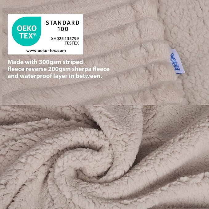 Waterproof Pet Blanket for Large Dogs & Cats - Reversible Calming Plush, Washable Furniture Cover for Couch, Bed, Car Seat, Blocks Leaks, Stains & Pet Fur (Line, 60"x80") - Image 2