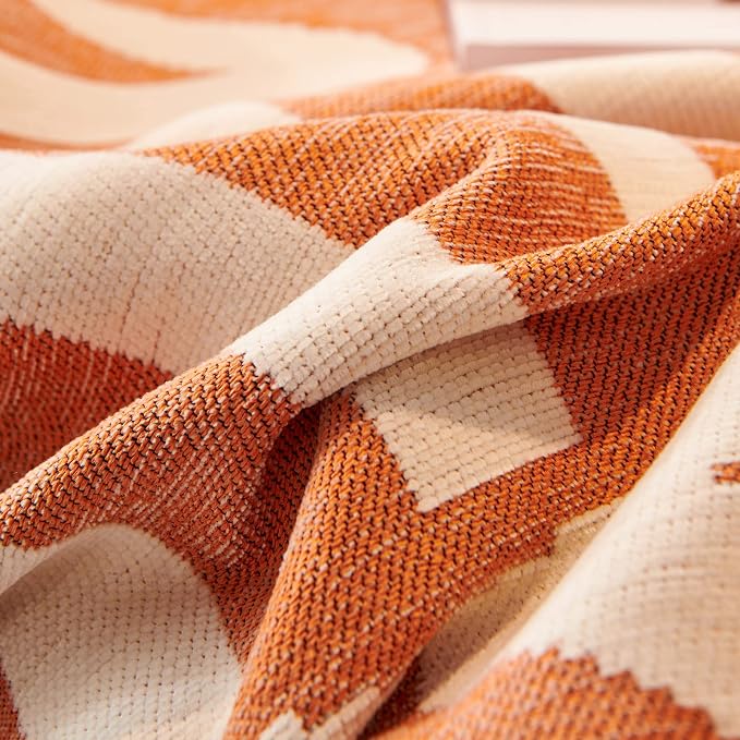VClife Boho Sofa Cover, Caramel White Triangle Plaid Geometric Pattern Sofa Slipcover, Pet Couch Cover with Tassel for 2 Cushion Couch, Thick Soft Loveseat Cover, 71"X118" - Image 9