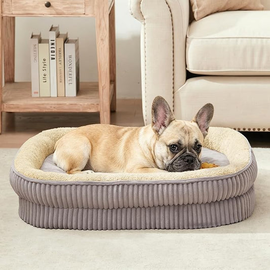 Orthopedic Dog Bed for Medium Dogs Breeds, High Density Egg Crate Foam Dog Sofa Beds,Oval Kennel Bed, Pet Couch Bed with Four Sided Bolster, Removable Washable Cover& Non-Slip Bottom by DEBANGHOME