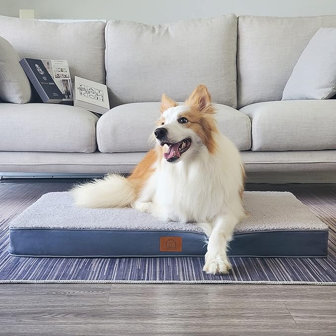 Sunheir Washable Orthopedic Extra Large Dog Bed, Jumbo Waterproof Crate Bed | Removable Cover, Egg Crate Foam Support, Easy-Clean, Anti-Slip Bottom, Machine Washable Soft Pet Bed Mat for Crate, 54" Grey - Image 5