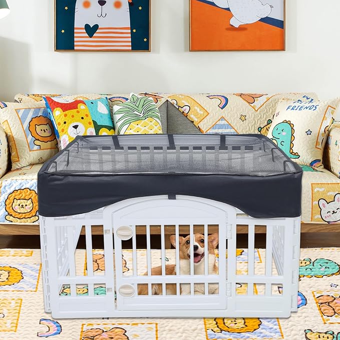 Dog Playpen Mesh Top Cover,[Play Pen Not Included] Fits 36" Inch Pet Playpen with 4 Panels，Dog Cage Covers Puppy Play Pen Cover,Indoor/Outdoor Use,Easy to fold for Portability - Image 6