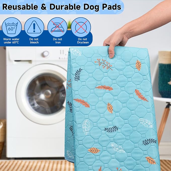 Sunheir Washable Pee Pads for Dogs - 2-Pack Thick Heavy-Absorbency Reusable Pee Pads Prevent Leakage Non-Slip, Waterproof Pet Training Pads for Puppy Playpen, Crate, Whelping Box, Potty Training, Blue - Image 3