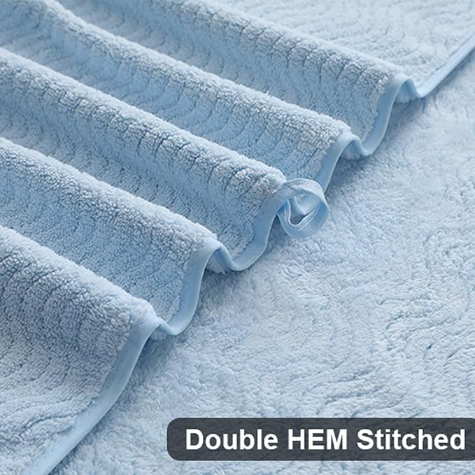 Smuge Ultra Soft Bath Towel Set of 4, Blue Extra Large Textured Microfiber Luxury Towels 35x70 in, Quick Dry, Highly Absorbent, Fluffy, Oversized, for Bathroom Shower Pool Hotel Beach - Image 5