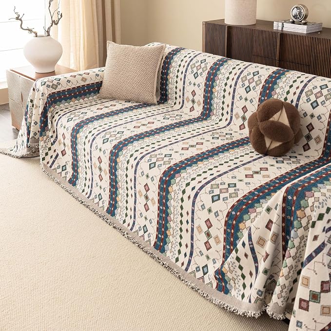 ROOMLIFE Couch Cover 3 Cushion Sofa, Washable Non Slip Furniture Sofa Protector Cover, Soft Chenille Sofa Slipcovers Sectional L Shape Dogs Couch Cover Throw Blanket with Tassels 71''X134'' - Image 3