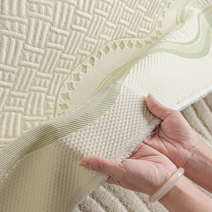 STACYPIK Cooling Ice Silk Sofa Cover for Pets, Geometric Jacquard Couch Cover for 2 Cushion Couch Washable, Boho Summer Loveseat Protector for Sectional, Versatile Throw Blanket, Light Green-71X118IN - Image 4