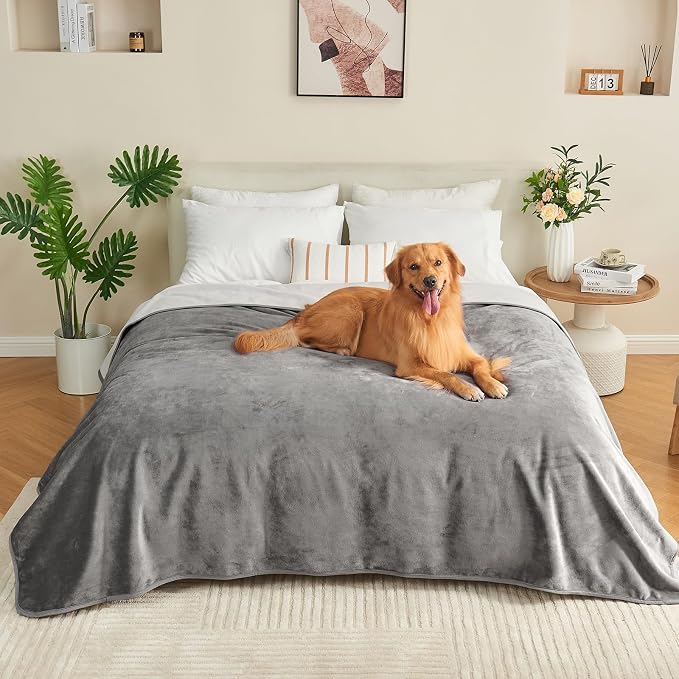 Waterproof Blanket 40"x60" for Adults Pets, Grey/Light Grey | Reversible Waterproof Bed Cover for Dogs Cats Pets, Soft Leakproof Blanket for Bed Couch Sofa, Furniture Protector - Image 6