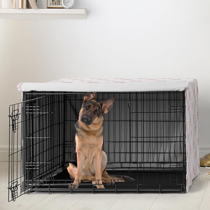 Sweet Jojo Designs 48in. Large Dog Crate Cover (Pink Bows) for Girls Pet Cage, Kennel Covers (Blush and White Elegant Designer Bow for the Ballerina, Dancer, Princess, Coquette Ballet Collection) - Image 2