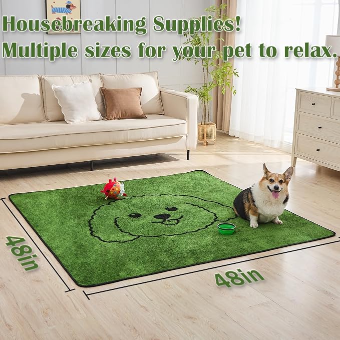 Qeils Reusable Puppy Pads , Washable Pee Pads for Dogs 72"x72" Extra Large | Super Absorbent & Leakproof Potty Training Pads, Plush Grass-Look With Non-Slip Backing For Crates, Playpens & Small Pets - Image 3