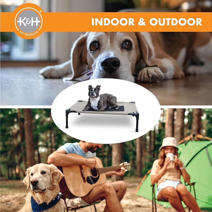 K&H Outdoor Elevated Dog Bed - Cooling Raised Dog Bed for Small & Medium Pets, Breathable Mesh Center Hammock Design, Indoor/Outdoor Washable Cover, Portable Metal Frame, Taupe, Medium 32x25in - Image 7