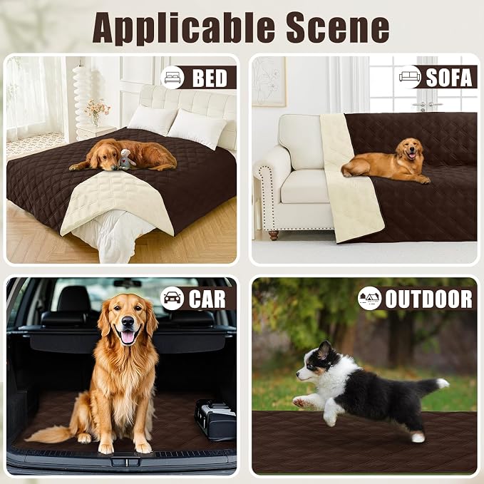 Smiry Waterproof Dog Bed Cover, Reversible Pet Blanket for Sofa Couch | Soft Washable Dog Blanket, Leakproof Couch Cover for Dogs Cats & Furniture Protection, 30x70, Chocolate/Beige - Image 5