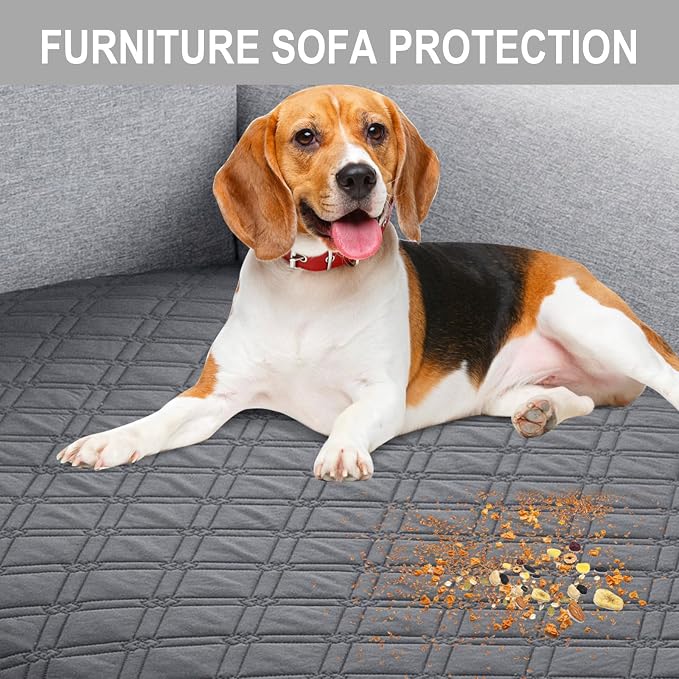 Genina L Shape Couch Cover, Sectional Couch Chaise Covers, Waterproof Washable Sofa Covers for Right L Shape Chaise Lounge, Anti-Slip Sofa Slipcovers for Dogs Cats Pet Friendly(Charcoal Gray) - Image 5