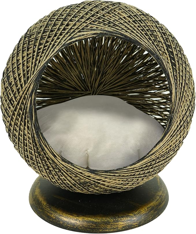SUSSEXHOME Pets 15.75 x 15.75 x 17 Inches Pet Hammock for Cats - Scratch Resistant Cozy Covered Cat Bed for Indoor Cats - Bottom Cushioned Cat Cave Bed - Vintage by SUSSEXHOME