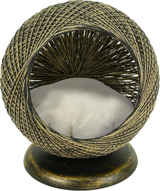 SUSSEXHOME Pets 15.75 x 15.75 x 17 Inches Pet Hammock for Cats - Scratch Resistant Cozy Covered Cat Bed for Indoor Cats - Bottom Cushioned Cat Cave Bed - Vintage by SUSSEXHOME
