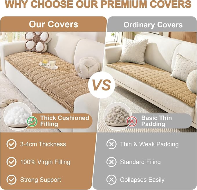 OstepDecor Couch Cover for Dogs, Washable Non Slip Sofa Cover for Pets, Soft Couch Covers for Sofa, Loveseat and Sectional, Furniture Protector Against Pet Hair & Scratches (35.4" x 63", Khaki) - Image 7