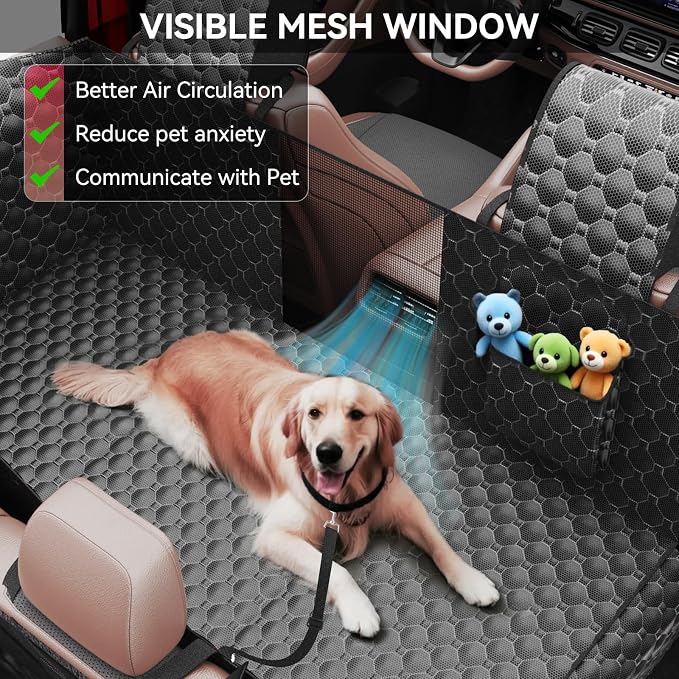 DIAMOOKY Hard Bottom Dog Car Seat Cover for Cars SUVs & Small Trucks | One-Piece Hard Bottom, 420-LB Capacity, Waterproof, Door & Headrest Protector, Pet Bed Dog Hammock, Not for 3-Row Seats - Image 5