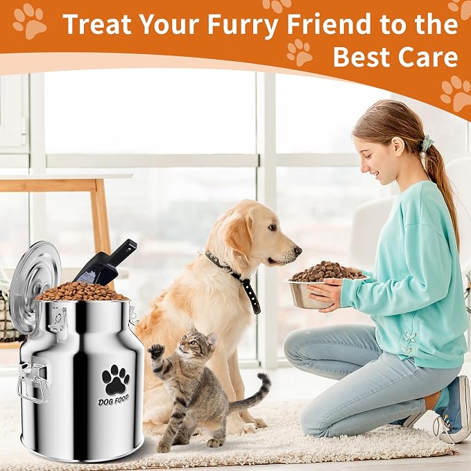 Metal Dog Food Storage Container 18Lbs, Stainless Steel Dog Food Storage Container with Lids Airtight, Pet Food Storage Container for Dogs, Cat Food Bin with Spoon, Keep Food Fresh, Easy to Clean - Image 6