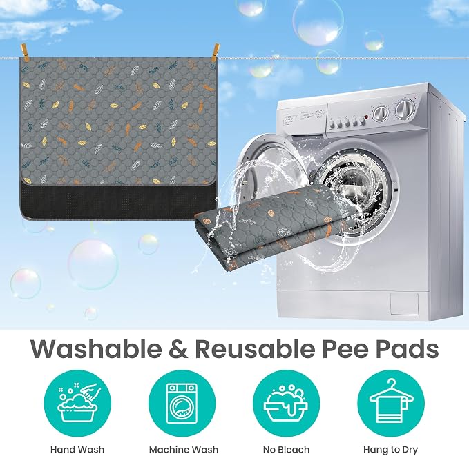 72"x72" Washable Pee Pads for Dogs, Reusable & Absorbent | Large reusable dog pads with 60''L Dog Leash,leakproof non-slip backing,for crates,playpens,beds and potty training - Image 6
