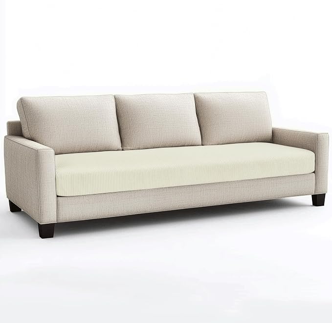 CHUN YI Large Couch Cushion Cover Stretch for 3 Set Sofa, Sofa Seat Slipcovers for Pets, Suitable for Armchair Loveseat Sofa with Spandex Jacquard Washable Fabric (Large,Ivory White/Cream) - Image 9