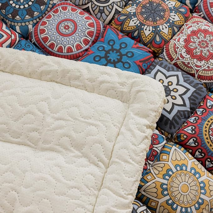 Non Slip Couch Cover for Dogs, Washable Pet Sofa Cover for 3 Cushion Couch, Boho Style Slipcover, Pet Friendly Furniture Protector (Blue, 27.6 x 59 in) - Image 7