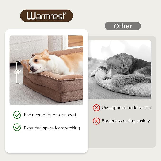 Orthopedic Dog Beds for Large Sized Dogs, Waterproof Egg-Crate Foam Pet Couch Bed with Soft Sides, Non-Slip Dog Sofa with Flannel Removable Washable Cover, 35" L Supportive Pet Sofa, Brown - Image 6