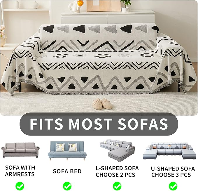 HAOMAIJIA Non Slip Couch Cover Sofa Covers for 3 Cushion Couch Washable sectional Couch Covers for Dogs pet Furniture Protector Couch Cover Blanket for Living Room (My-Black, 71"x134") - Image 5