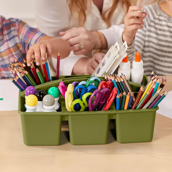 ECR4Kids 6-Compartment Large Plastic Caddy, Multipurpose Organization, Earthtone, 6-Pack - Image 7