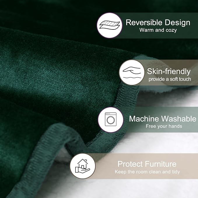 gogobunny Waterproof Bed Blanket, Reversible Sherpa Fleece Throw Blanket for Dog Puppy Cat, Furniture Cover Protects Bed Couch Sofa from Liquid Pee and Pet Fur (Forest Green, 30x30 inches) - Image 3