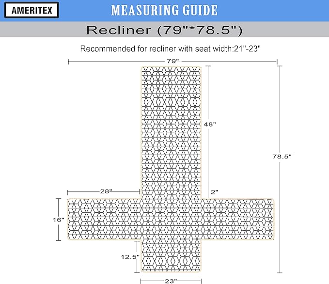 Ameritex Waterproof Nonslip Recliner Cover Christmas Decor Stay in Place, Dog Couch Recliner Cover Furniture Protector for Pets and Kids (Stone Blue, 23'') - Image 2
