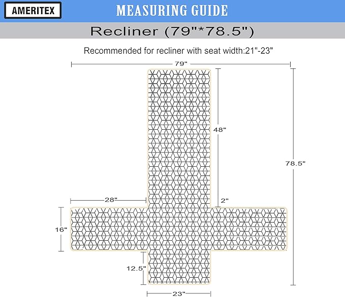 Ameritex Waterproof Nonslip Recliner Cover Christmas Decor Stay in Place, Dog Couch Recliner Cover Furniture Protector for Pets and Kids (Blue, 23'') - Image 2