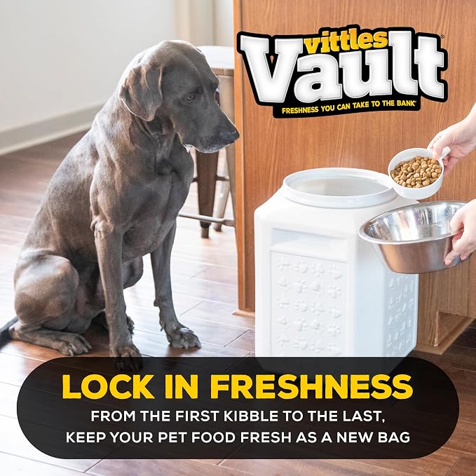 Vittles Vault Traditional Pet Food Storage Container For Dog Kibbles/Bird Seed/Oatmeal/Rice/Flour/Cereal, BPA Free Plastic, Sealed Airtight For Cat Food, Up To 35 lb, Made in USA, With Scoop, Gray - Image 5
