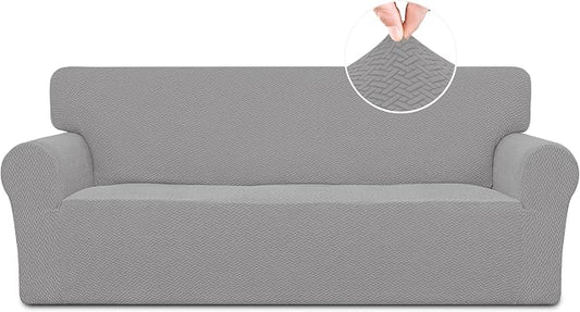 Easy-Going Stretch Jacquard Couch Cover, 1-Piece Soft Sofa Cover, Sofa Slipcover with Anti-Slip Foams, Washable Furniture Protector for Kids, Pets (Sofa, Light Gray1) by Easy-Going