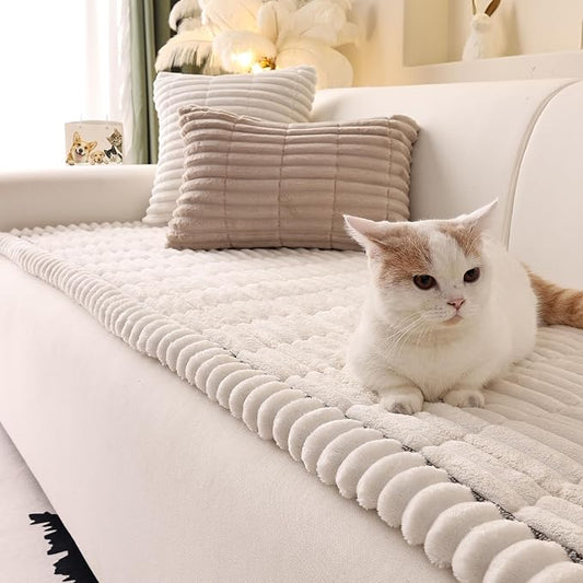 Couch Cover for Sofa, Sectional Couch Cover for Dogs, Sofa Cover Washable, Cushion Cover Blanket Pad Bed Mat for Pets, Fleece Furniture Protector, White, 23.6x23.6in by Unknown