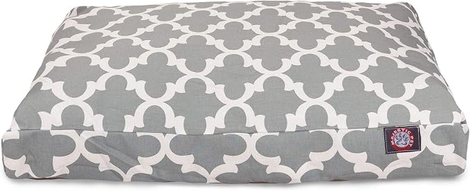 Gray Trellis Medium Rectangle Indoor Outdoor Pet Dog Bed With Removable Washable Cover By Majestic Pet Products - Image 2