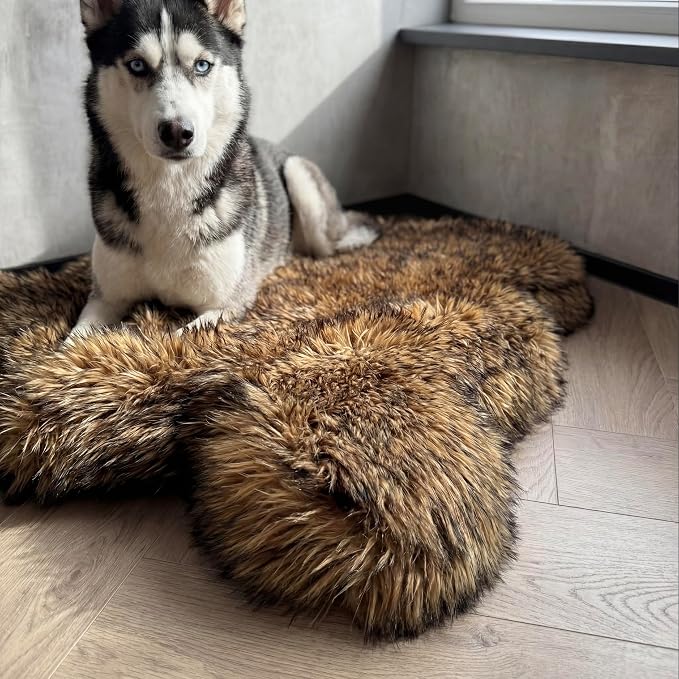 Faux Fur Orthopedic Dog Bed, Memory Foam, Brown 30"x20" | Plush Washable Dog Rug with Waterproof Machine Washable Cover, Calming for Anxious Senior Dogs, Relieves Joints - Image 6