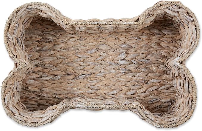 Bone Dry Pet Storage Collection, Bone Shape Hyacinth Toy Basket, White Wash, Large - 24x15x9" - Image 3