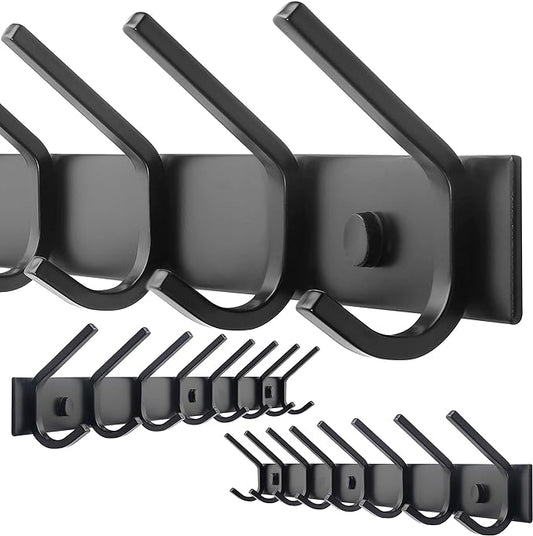 WEBI Coat Rack Wall Mounted,24 Inch 8 Hooks for Hanging Coats,Hook Rack Hook Rail Coat Hanger Wall Mount for Backpack,Clothes,Jacket,Black,2 Packs by WEBI