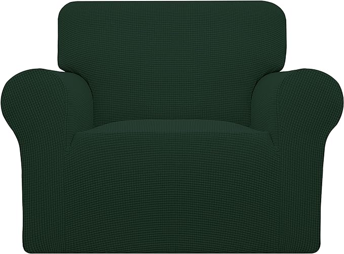 Easy-Going Stretch Oversized Chair Slipcover with Arm Washable Dark Green | 1-Piece Large chair covers armchair Furniture Protector for Living Room chair and a half cover Soft For Kids, Pet. by Easy-Going