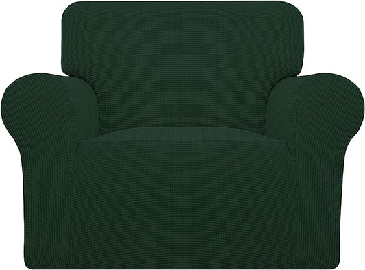 Easy-Going Stretch Oversized Chair Slipcover with Arm Washable Dark Green | 1-Piece Large chair covers armchair Furniture Protector for Living Room chair and a half cover Soft For Kids, Pet. by Easy-Going